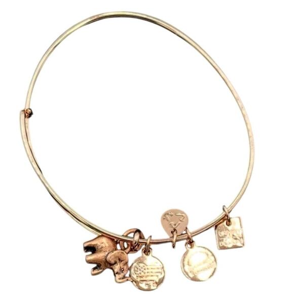 Alex and Ani ELEPHANT II Good Luck Rose Gold Charm Bangle Bracelet - Picture 3 of 4